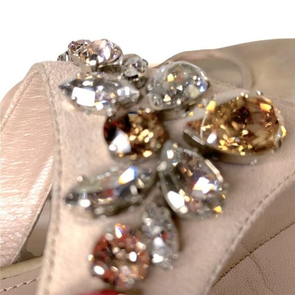 MIU MIU designer leather stones faux diamonds sandals - Picture 7 of 10